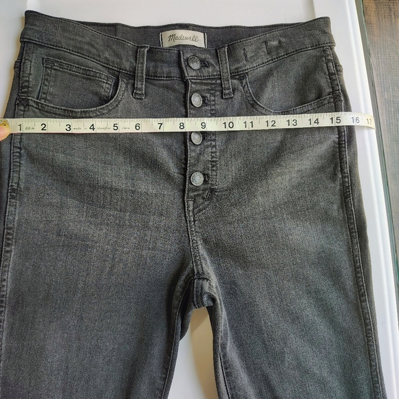 Madewell 10" high rise skinny jeans exposed button fly frayed Hem grey sz 27. - Picture 14 of 17